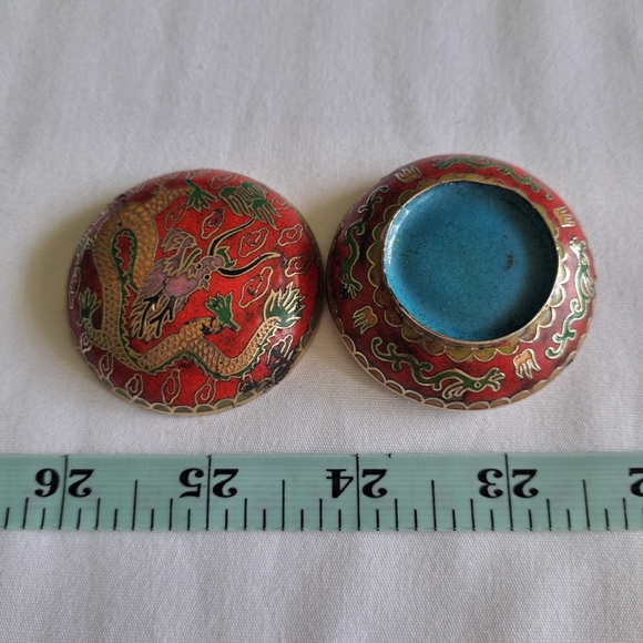 Vintage Cloisonne Dragon Trinket Pill Box - Picture 6 of 10